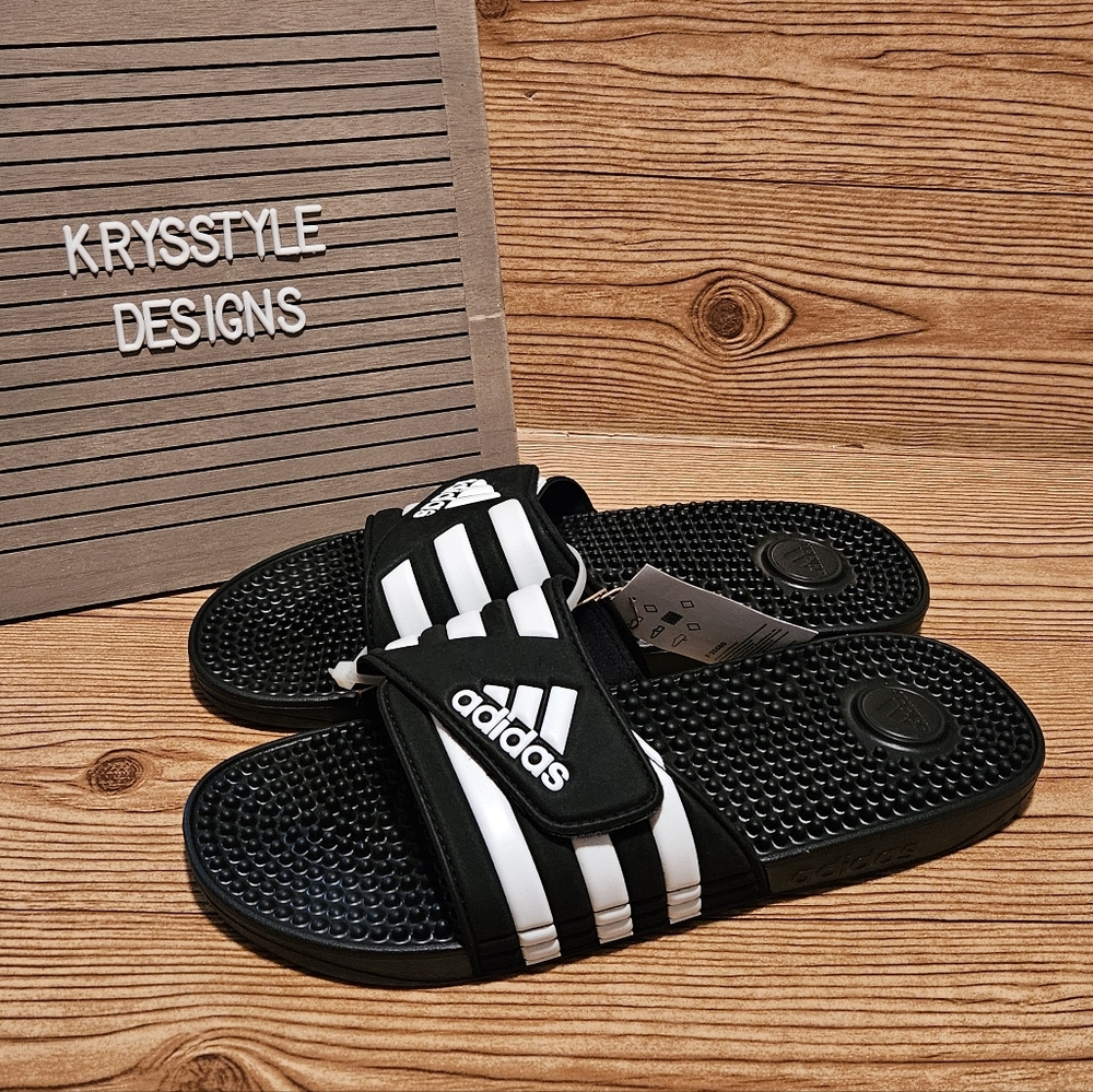 adidas Adissage Slides Black Womens 13 - Picture 1 of 13